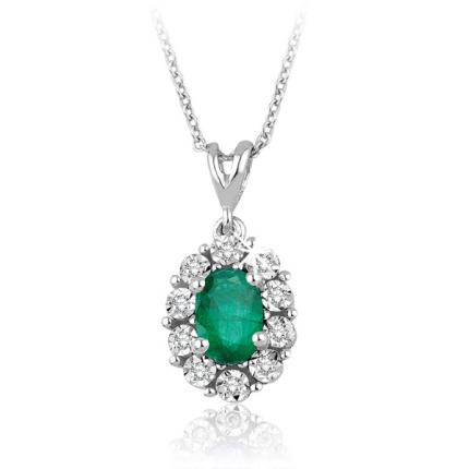 0.45 ct. Pırlanta Zümrüt Kolye